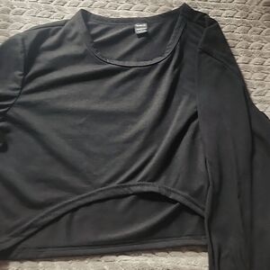 Black Long Sleeved Cropped Shirt